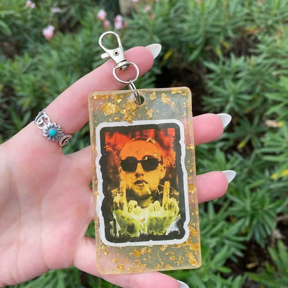 Mac Miller Cartoon & Gold Flakes Silver Hardware Keychain Bag Charm Resin Art - Picture 5 of 10